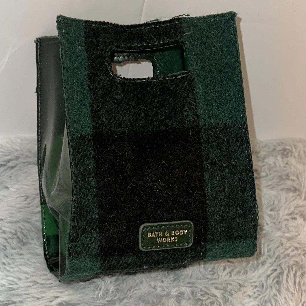 Bath & Body Works Green Black Buffalo Plaid Small Gift Tote Bag Holiday